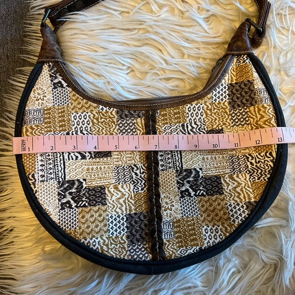 Sixtease over the shoulder circle bag fabric and leather Cowboy patchwork - Picture 6 of 9